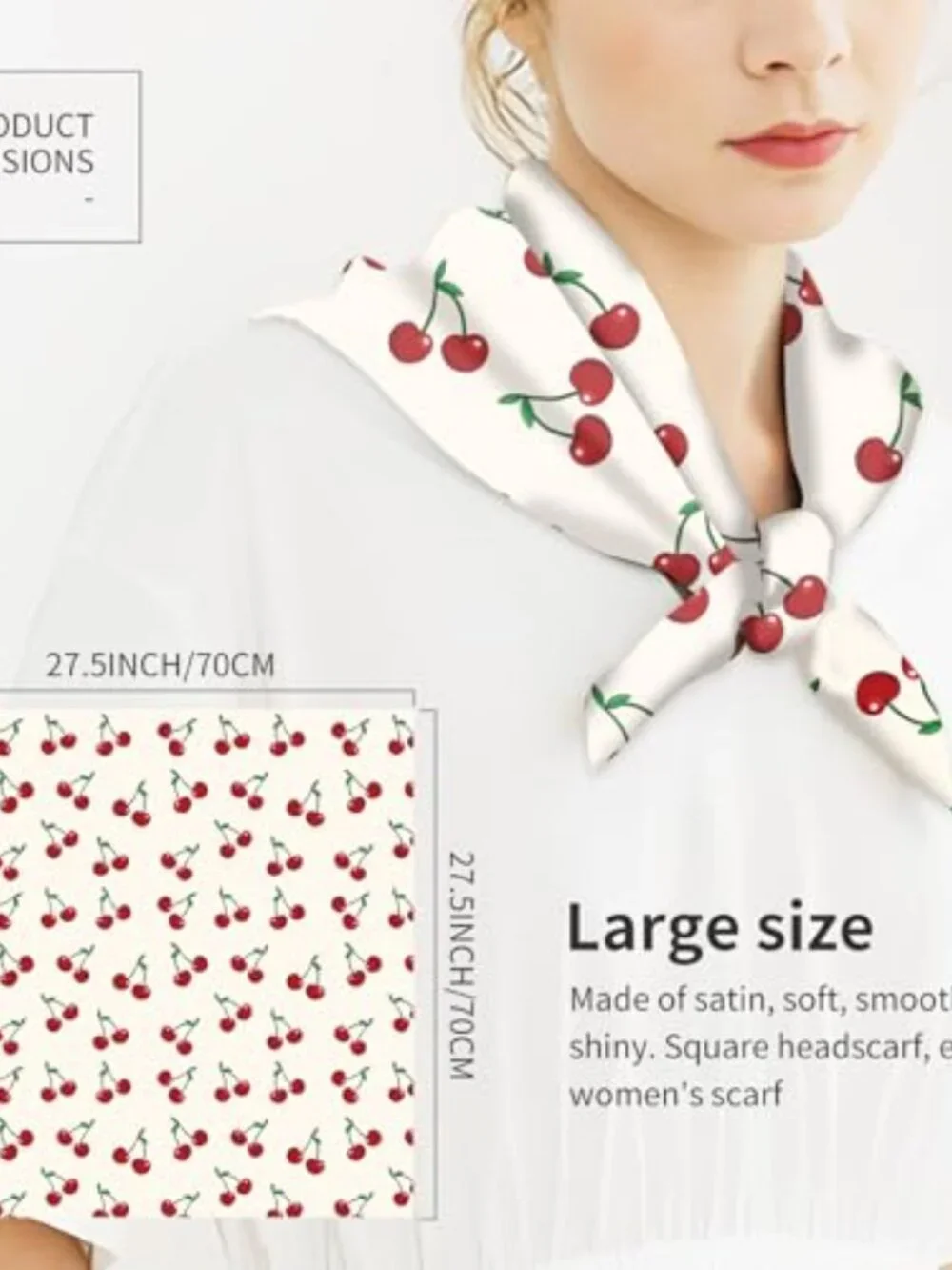 Silky Touch Large Square Polyester Fashion Scarf for Hair Wrapping and Neck
